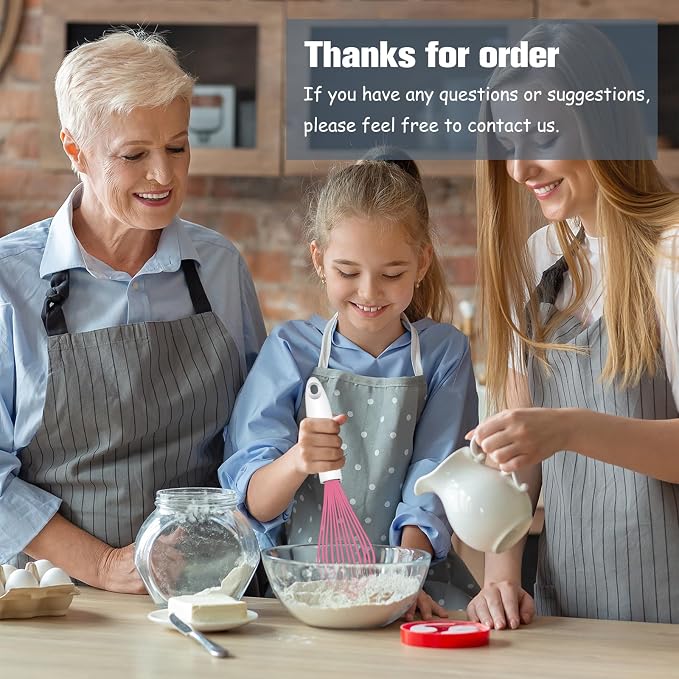 OYV Pink Silicone Whisk, Sealed Waterproof Design Set of 3, Professional Kitchen Whisks for Cooking Non-Scratch, Silicone&Stainless Steel Whisk, Heat Resistant 480°F Rubber wisk, BPA free