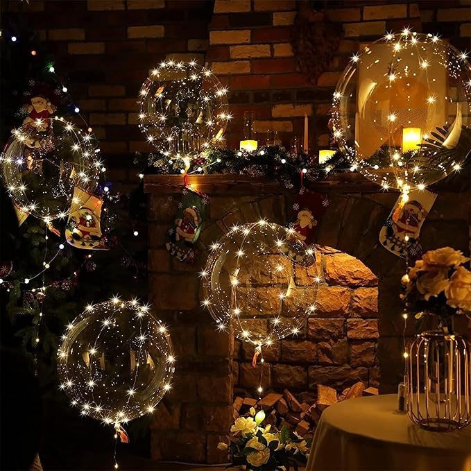 20 Pack Led Balloons Light Up with Warm White Lights, 20 Pcs Transparent Balloons and 20 Pcs Led Lights, Perfect Supply for Wedding, Birthday Party, Glow Stick Party