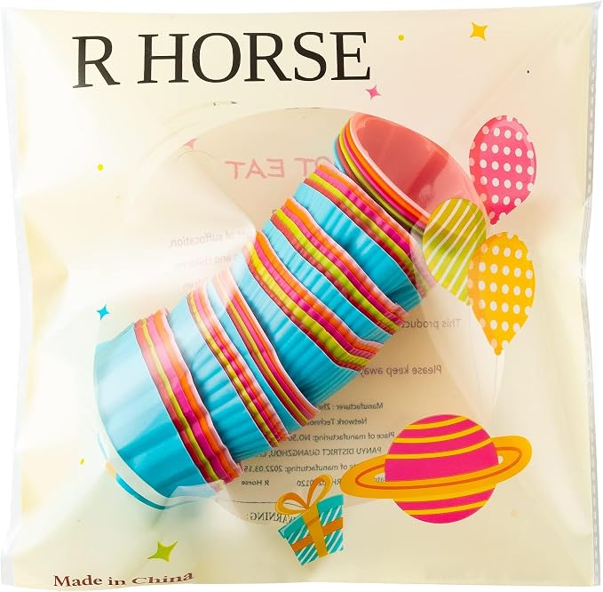 R HORSE Multi Flower-Shaped Silicone Cupcake Molds, 42PCS | 2.6-2.8 Inch, Non-Stick, Reusable, Heat resistant, Food-grade, Washable, Silicone, Pan Oven Microwave Dishwasher Safe