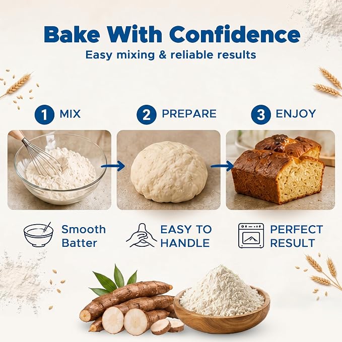 Jans Cassava Flour, 2 lb – Gluten Free All Purpose Flour Substitute, Non-GMO Grain Free Baking Flour, Paleo & AIP Friendly, Vegan Yuca Root Flour for Bread, Tortillas, Pancakes & Baking