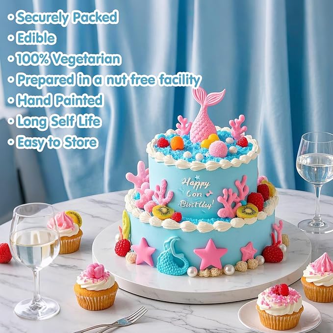 Edible Mermaid Sprinkles,130g/4.58oz,Sugar Pearl Stars Jimmies Mix,Pearl Candy Ocean Sprinkles,Summer Baking Cake Fun Decorations,Perfect for Ice Cream,Cookies,Dessert,Cupcake Topper,Birthday Children's Anime Theme Party Supplies