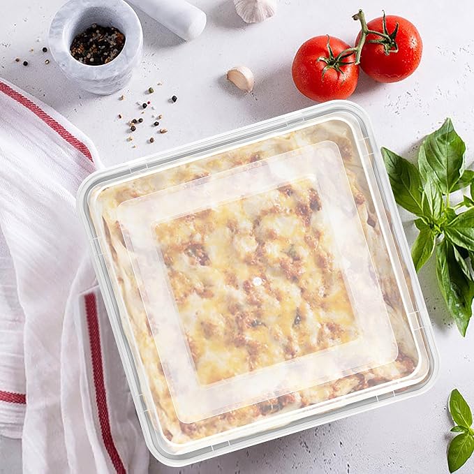 Herogo 8”x 8” Square Cake Pan Set (2 Pans + 2 Lids), Stainless Steel Square Baking Set, Cakes Brownie Lasagna Bakeware, Healthy & Dishwasher Safe