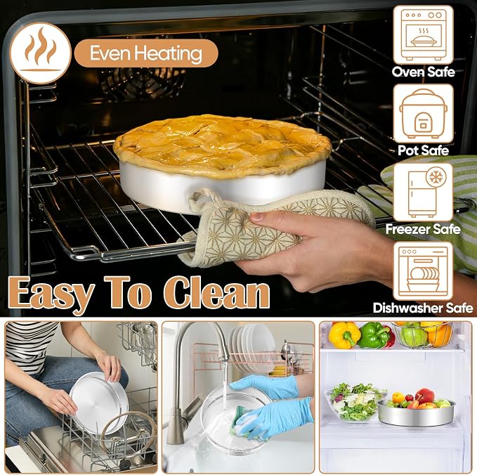 TeamFar 9 Inch Cake Pan Set of 3, Stainless Steel Round Layer Cake Baking Pans Tins for Birthday Wedding, Non-Toxic & Heavy-Duty, Mirror Finish & Leak Proof, Oven & Dishwasher Safe