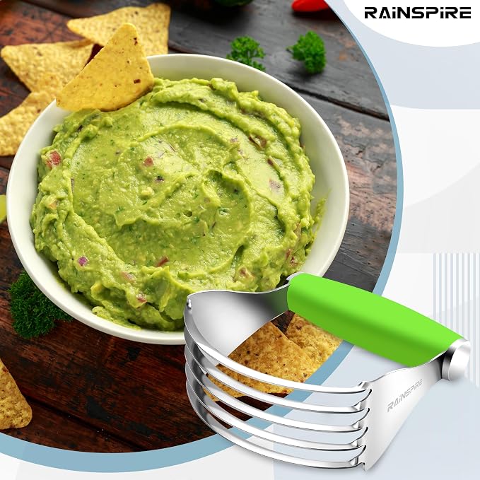 Rainspire XL Pastry Cutter For Baking, Heavy Duty Pastry Blender Stainless Steel, Thick Sharp Blades Dough Blender, Dough Cutter Butter Cutter Pastry for Easy Mixing, Dishwasher Safe (Green)