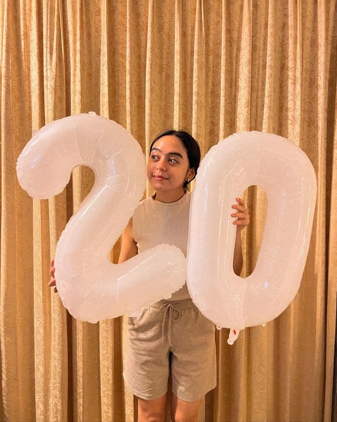 White 2 Balloon, Translucent Number Balloons 40 Inch, 2nd Balloon Number Birthday Decorations, Second Two Birthday Party Supplies, Number 2 Balloon