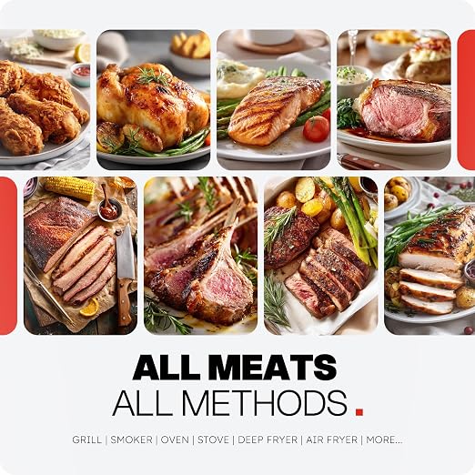 Smart Bluetooth Wireless Meat Thermometer Digital, 6 Accuracy Sensors, 0.5S Instant Read Food Thermometer, 2-in-1 100H Battery Fast Charge Base, APP Control & Custom Menu for BBQ, Grill, Smoker, Oven