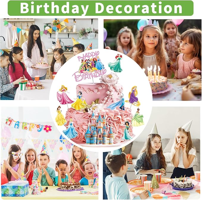 Cute Happy Birthday Cake Toppers, Cute Princess Cake Topper, Cartoon Birthday Cake Decorations, Perfect for Parties and Holiday Celebrations