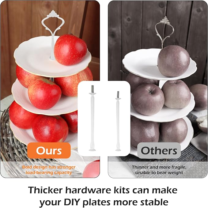 3 Tier Cake Stand, Luxury-Looking Wedding Cupcake Plate Holder, White Wreath Fruit Dessert Tower Tray for Birthday Party, Baby Shower, Graduation and Christmas Party (Plates NOT Included)