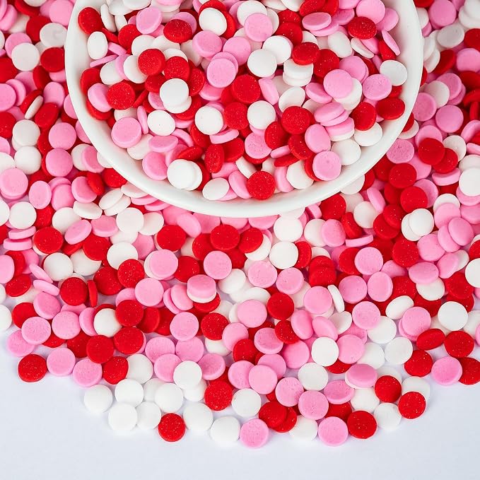 Edible Pink White Round Confetti Sprinkles 130g/4.58oz,Flat Sugar Sprinkles for Home Baking Cupcake Cookie Ice Cream Decorating,Resealable Bag,Ideal for Girl Birthday,Baby Girl Shower,Easter,Family DIY Baking Party Dessert Topping