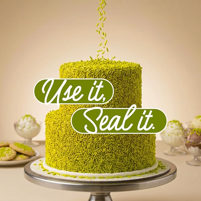 Snackathon Natural Sprinkles for Baking & Decorating, Dye-Free Green Sprinkles, 4 oz Jimmies in Resealable Bag - Naturally Colored, No Artificial Dyes, Gluten-free for Cakes, Cupcakes & Ice Cream