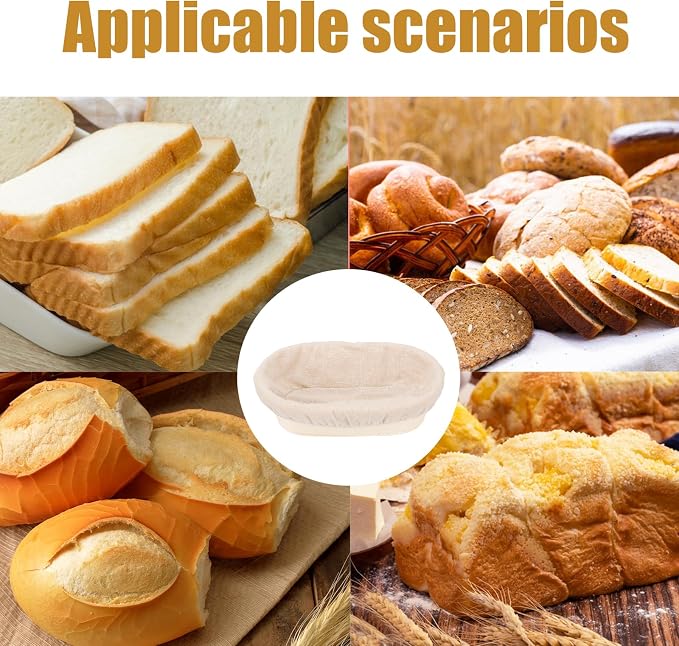 2 Pcs Bread Proofing Basket Cloth Liner Baking Dough Basket Cover Natural Rattan Banneton Proofing Cloth for Bakery Home Baking, oval about 10 × 6 inch