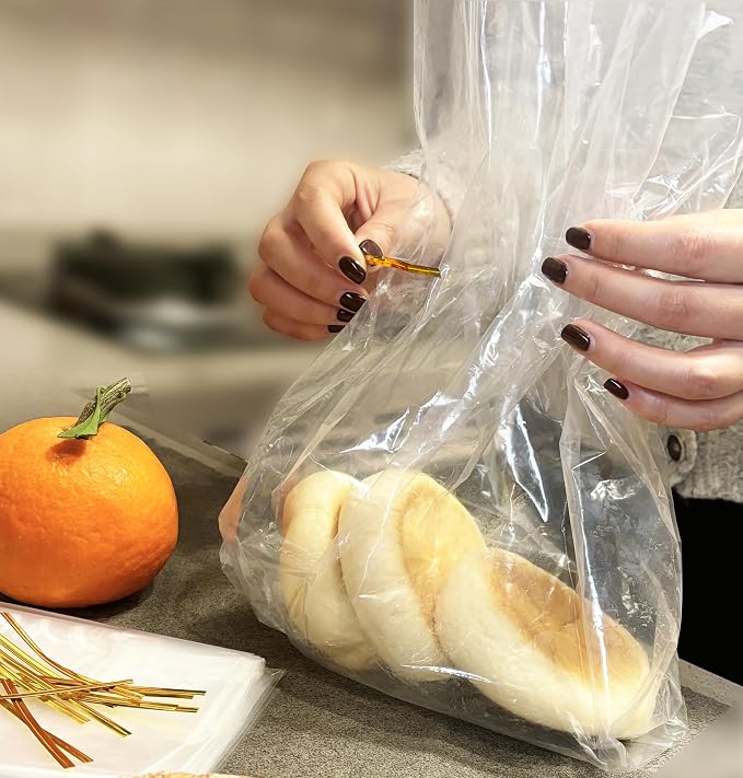 Homrelaxy 500Pcs Plastic Bread Bags for Homemade Bread and 550 Ties, 18 x 8 x 4 Inch Reusable Clear Loaf Bags, Adjustable, Perfect for Home Bakers and Bakeries
