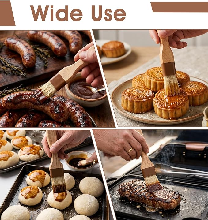 4 Pcs Pastry Brush for Baking, Pastry Brushes Cooking Brush, Heat Resistant, Kitchen Brushes for Oil, BBQ Grill, Butter Sauce, Baking