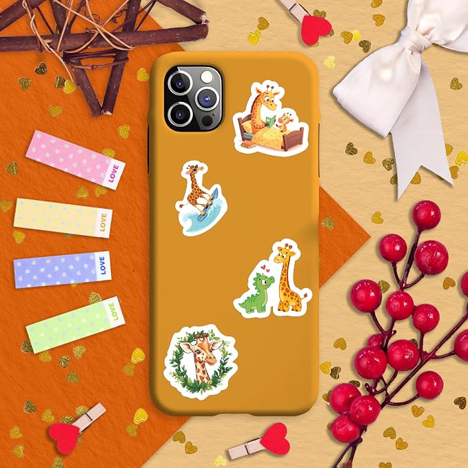 100Pcs Giraffe Stickers, Giraffe Party Decorations, Favors — Cute Animal Decals, Animal Stickers — Gift for Women & Men