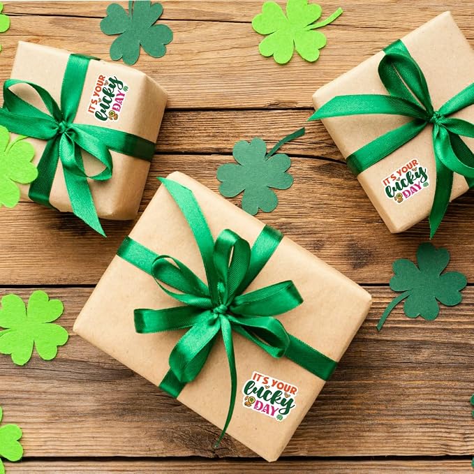 200 PCS St. Patrick's Day Packaging Stickers,It's Your Lucky Day Stickers for Small Business Envelopes Shipping Boxes Gift Packaging
