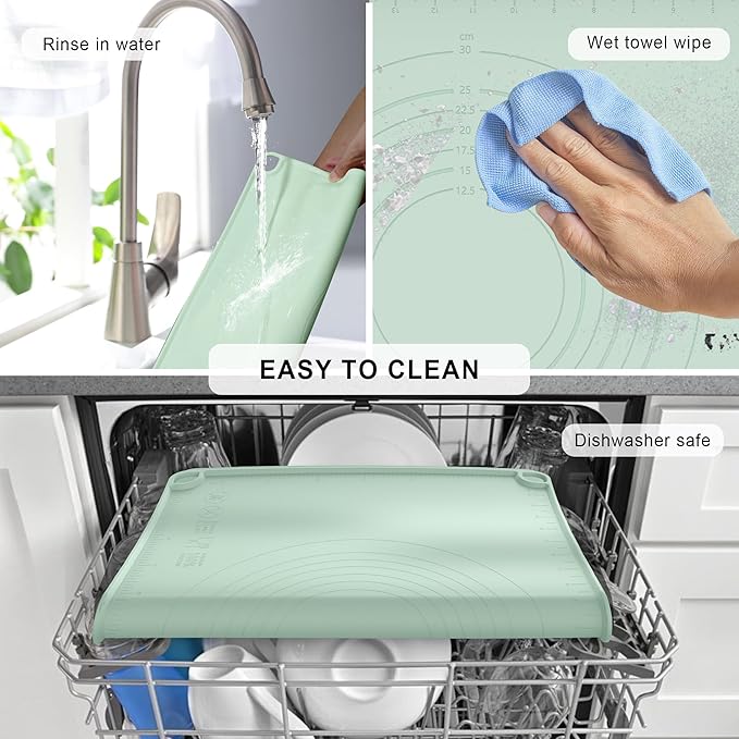 Silicone Baking Mat, Dough Rolling Mat, Pastry Mat for Rolling Dough, Silicone Rolling Mats for Pizza, Pie, Macaron, Bread (Sky Blue, 24"×16")