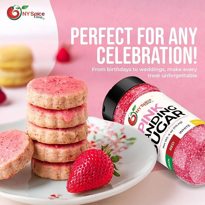 NY Spice Shop Pink Sprinkles Sanding Sugar - 4 Ounce Mix Pink Sprinkles for Holiday Dessert Decoration - Baking Decoration For Cupcakes Cookies Cakes & Dessert Toppings