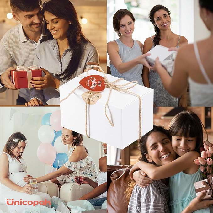 UnicoPak 10 Pack 6x4x3.5 Small Gift Boxes White Gift Boxes with Lids for Presents Bulk for Candle Mug Perfume Craft Ornaments Cookies Treats Favors