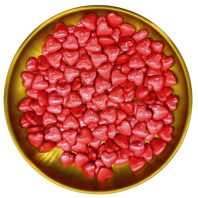 Red Double Heart Sprinkles Edible Heart Cake Decorating Cake Decorations Cupcake Toppers Cookie Decorating Perfect for Cakes, Cupcakes, Desserts Toppings 3OZ