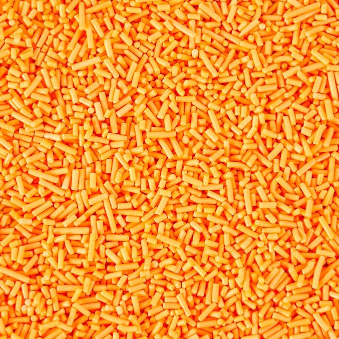 Orange Jimmies Sprinkles Dye Free - No Artificial Dyes Natural Orange Sugar for Baking, Cake Decorating, Cookie, Cupcake, Ice Cream Toppings & More, Holiday Treats Halloween Thanksgiving Autumn Supplies
