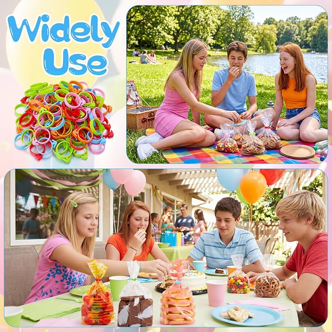 Patelai 120 Pieces Icing Bag Ties Silicone Decoration Piping Bag Ties for Cupcakes Cookies and Pastry (Pink, Green, Blue, Orange, Red)