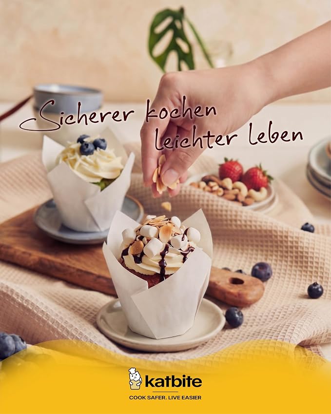 Katbite Tulip Cupcake Liners 200PCS, Muffin Baking Cups ProSmooth White