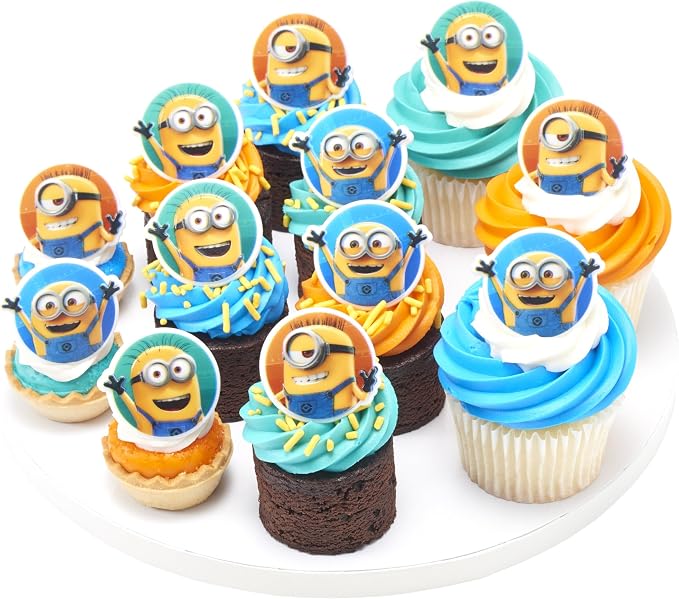DecoPac Minions Cupcake Rings, 24 Despicable Me™ Cupcake Decorations, Phil, Carl and Bob - 24 Pack