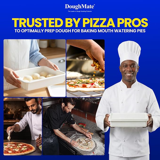 DoughMate® 1 Pizza Dough Proofing Tray with 1 Lid - Holds 6 Dough Balls - Easy to Clean, Durable - NSF® Certified, Made in USA