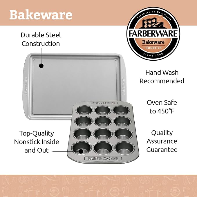 Farberware Nonstick Bakeware Baking Pan With Lid / Nonstick Cake Pan With Lid, Square - 9 Inch, Gray