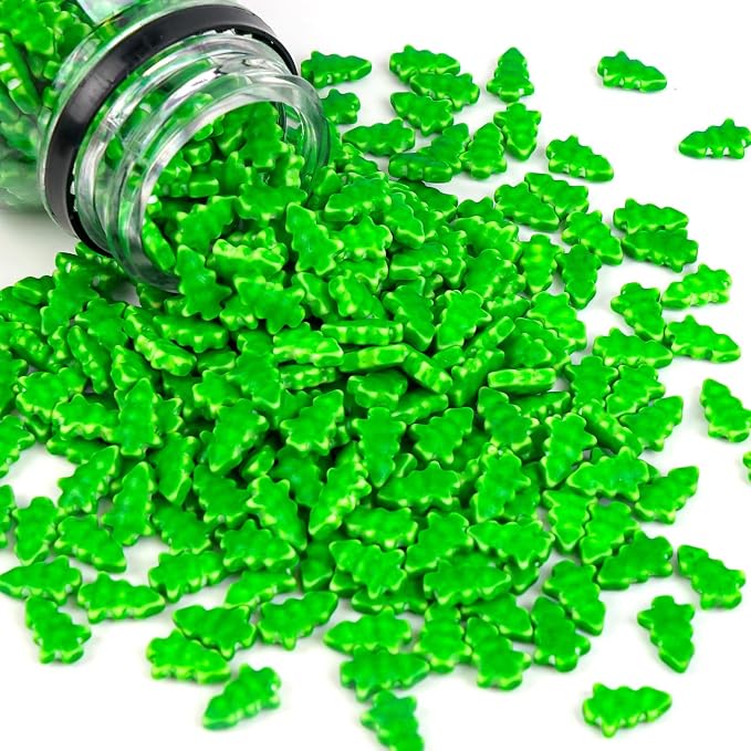 Edible Green Sprinkles, Green Tree Sugar Sprinkles for Cake Decorating, Cupcake Toppers, Cookies, Edible Baking Cake Decorations, Easter Party Holiday Supplies, 180g/6.35oz