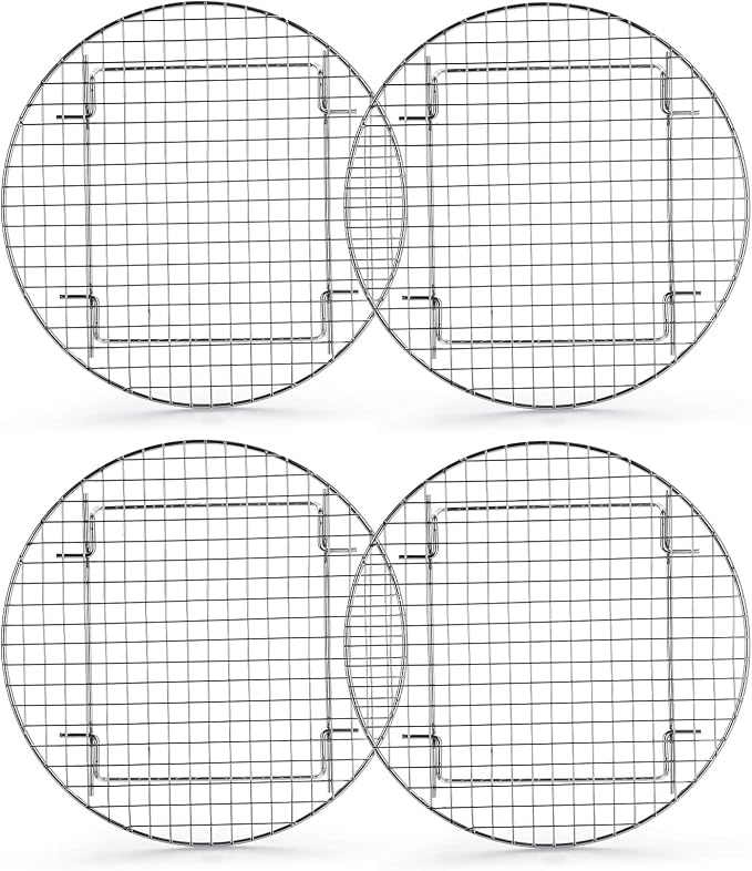 Foraineam 4 Pack 10.5 inch Steamer Rack Round Grilling Rack for Cooling Steaming Baking Cooking, Lifting Food in Pots, Cake Pan, Pressure Cooker and Oven