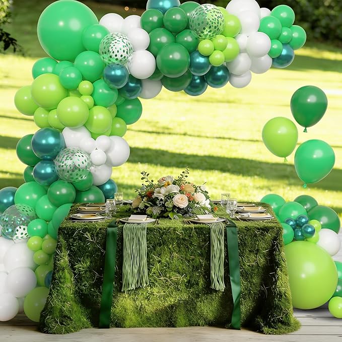 Amandir 153pcs Green Balloon Garland Arch Kit, Different Sizes 18 12 10 5 inch Dark Lime Green Latex Metallic Confetti St Patrick's Day Balloons for Safari Jungle Shower Birthday Party Decorations
