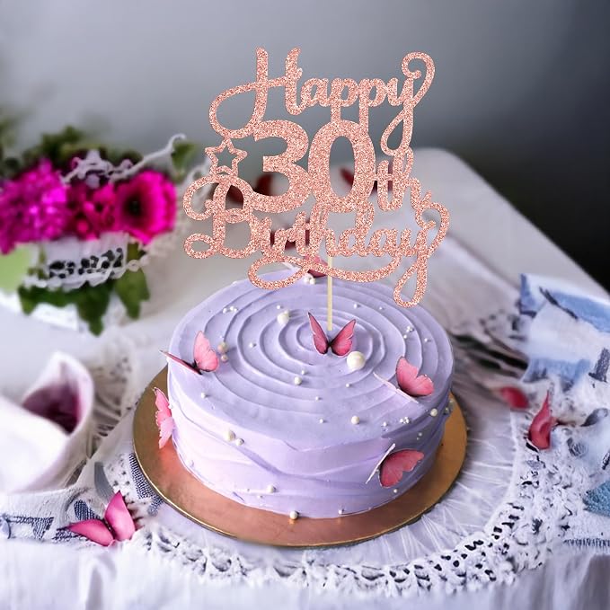 1 Pack Happy 30th Birthday Cake Topper Rose Gold Glitter 30 & Fabulous Cheers to 30 Years Old 30th Birthday Cake Pick for Celebrating 30th Birthday Anniversary Party Cake Decorations Supplies