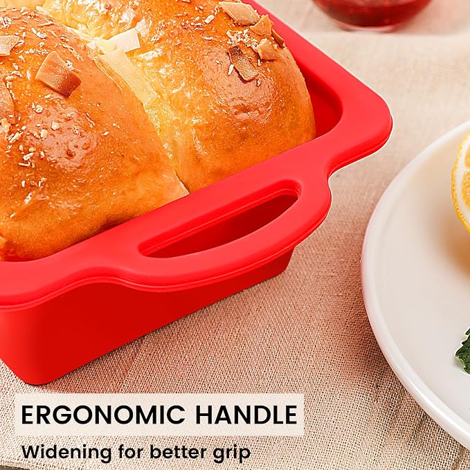 Vinino 2 Pack XLarge Nonstick Silicone Loaf Pans 12.5x5.5'' for Baking | 2 Extra-Large Pans for Baking Long Loaves, Paired Meatloaves & Pound Cake Batches, Red