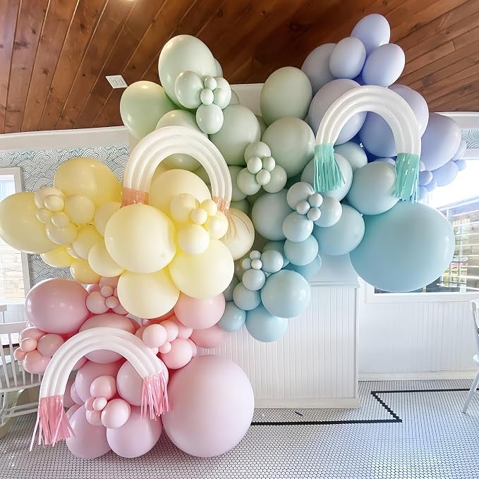 Voircoloria 105pcs Pastel Balloons 12inch Party Latex Balloons for Birthday Easter Baby Shower Graduation Wedding Gender Reveal Anniversary Party Decorations