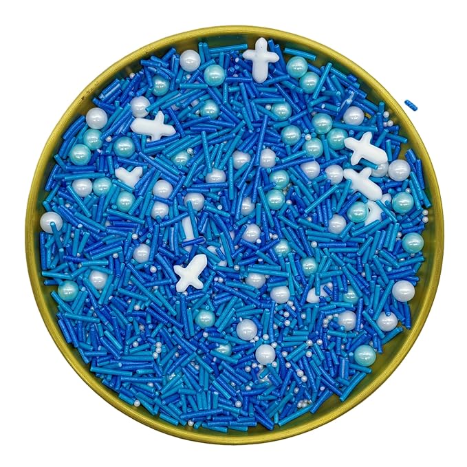 Dynastang Blue Series Cross Sprinkles Mixed Style Edible Cake Decorations Cupcake Toppers Cookie Perfect for Cakes, Cupcakes, Desserts Toppings 3OZ