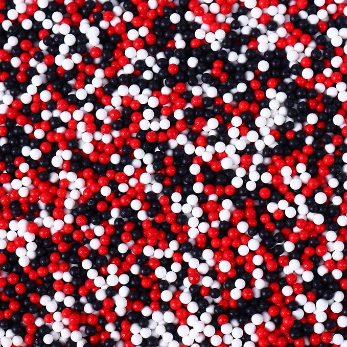 Edible Red and Black White Sprinkles, Nonpareil Sprinkles for Cake Decorating, Edible 2 mm Nonpareil for Cupcakes, Cookies, Ice Cream, and Candy(120g/4.23oz)