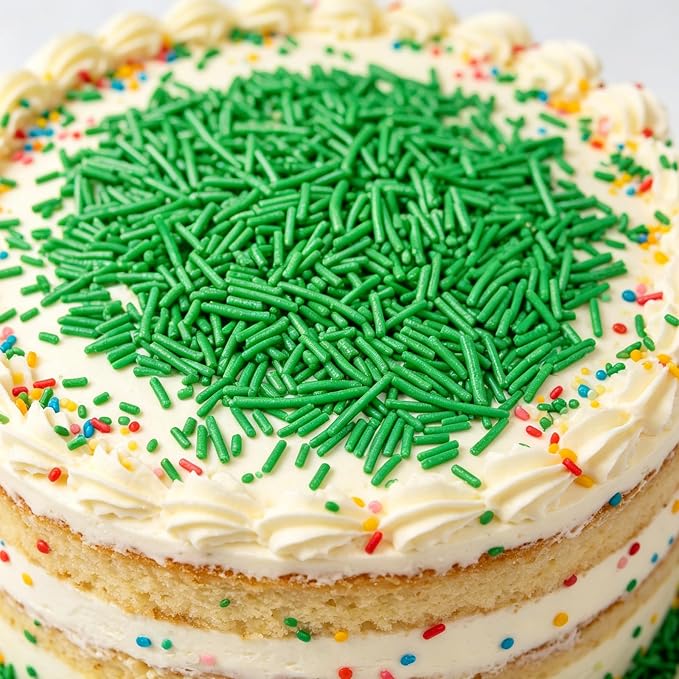 Sentovac Green Jimmies Sprinkles Edible for Cake Decorating Green Sprinkles Sugar Candy Cookie Cupcake Topper Ice Cream Baking Decorations Wedding Halloween Christmas Supplies 3.53oz