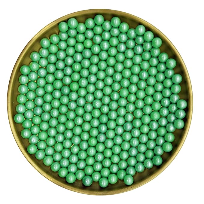 Edible Emerald Green Pearl Sugar Sprinkles Candy 7mm Mini Pearls Cake Decorations Cupcake Toppers Cookie Decorating Perfect for Wedding Party Valentine Halloween Christmas Supplies 3OZ