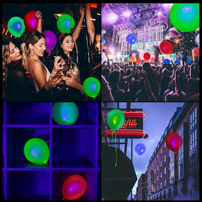 60 Pcs UV Neon Balloons, 7 Colors Blacklight Reactive Fluorescent Balloons Glow in the Dark Birthday Decorations for Birthday, Wedding, Neon Party, Glow Party Decorations Supplies