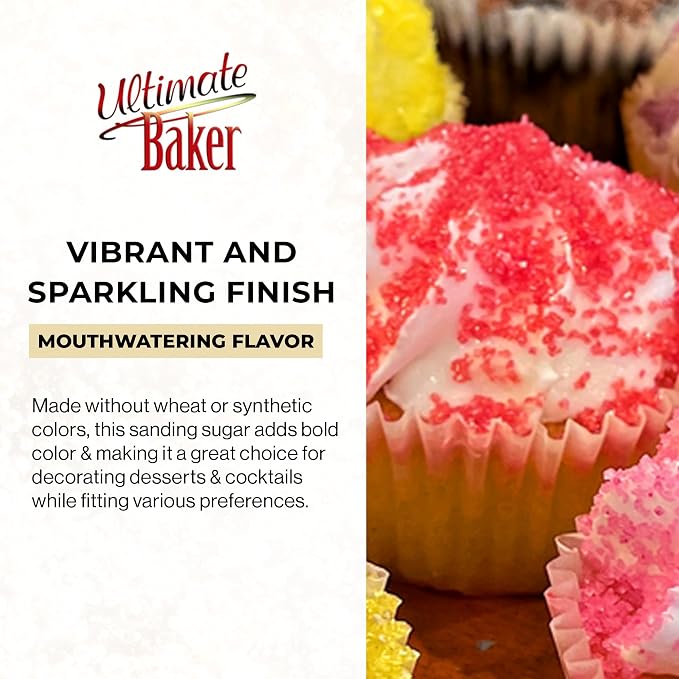 Ultimate Baker Flavored Sanding Sugar (1x4oz) - Burst of Flavor & Color for Cakes, Cookies & More, All-Natural, Perfect for Baking & Decorating or as a Flavored Coffee Sugar (White Chocolate)