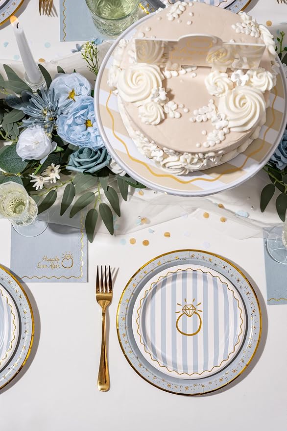 White/Tan Stripe Color Cake Stand for Celebrations by Emergency Confetti – Charming Tiered Display for Desserts at Birthdays, Weddings & Gatherings – Stylish & Thoughtful Presentation For Any Occasion