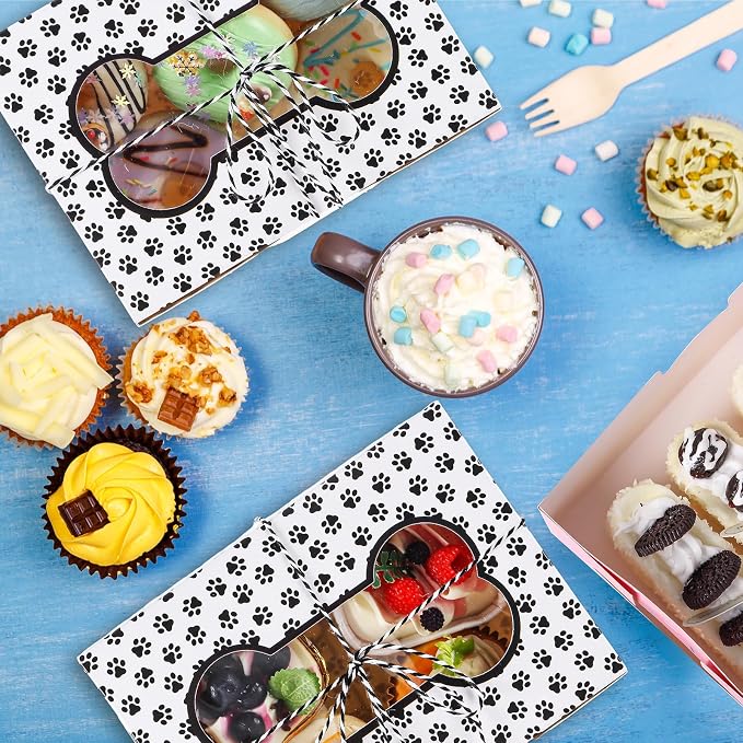 32 Pcs Cookie Boxes with Window 8 x 6 x 2.5 Colorful Bakery Boxes Doggy Party Favors for Gift Giving Treat Birthday Chocolate Dessert Donut Cake Packaging