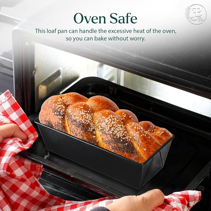 Fusion Bliss Premium 3-Piece Bread Loaf Pan Set – Nonstick Carbon Steel Loaf Tins for Baking – Rectangular Meatloaf Pan, Banana Bread Pan & Cake Mold – Heavy Duty Oven Bakeware