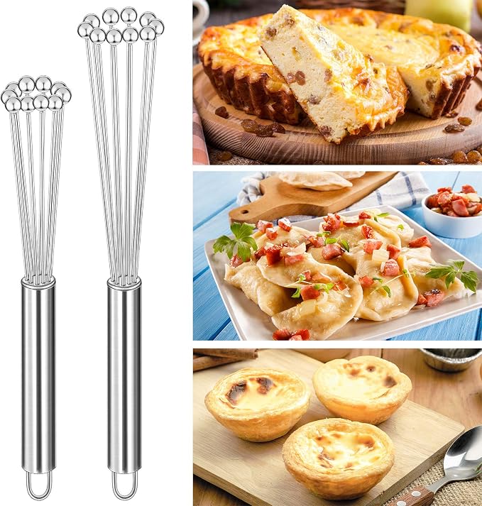Patelai 3 Pieces Ball Whisk Set Whisk Beater Stainless Steel Ball in 10 Inch and 12 Inch Wire Egg Kitchen Set for Cooking Blending Beating Stirring