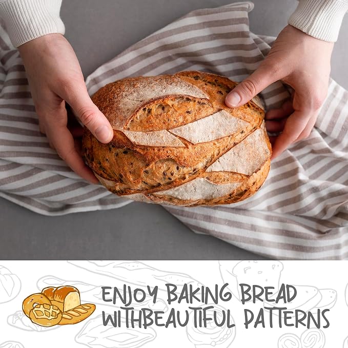 DOYOLLA Bread Proofing Basket Set, Sourdough Starter Kit, Banneton Bread Making Tools with Silicone Bread Sling, Sourdough Bread Making Suppies, Baking Gifts, (Oval,10 inch) | Handmade Rattan