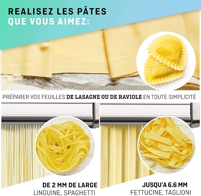 Manual Pasta Maker with Dryer - Multi-Pasta Stainless Steel Italian Flat Dough Machine with Adjustable Setting, Sharp Cutter, and Hand Crank - Fresh Homemade Noodles, Spaghetti, Lasagne | By VeoHome…