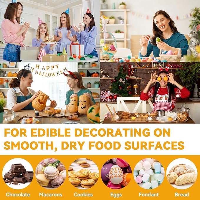 Edible Markers for Cookie Decorating, Food Coloring Marker, Upgrade Double Side Food Grade Pens for Decorating Fondant Cakes, Easter Eggs, Macaron, Frosting (3 Black Count(Pack of 1))