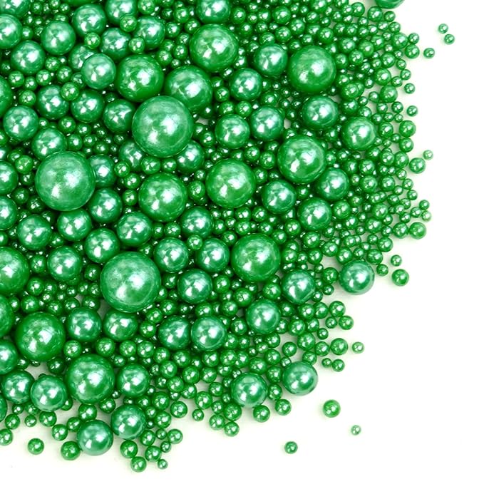 Deep Green Pearl Sugar Candy Sprinkles, 130g/4.58oz, Edible Green Sugar Pearls Sprinkles for Cake Decorating, Baking Cake Decorations, Cupcakes, Cookies, Party Holiday Supplies
