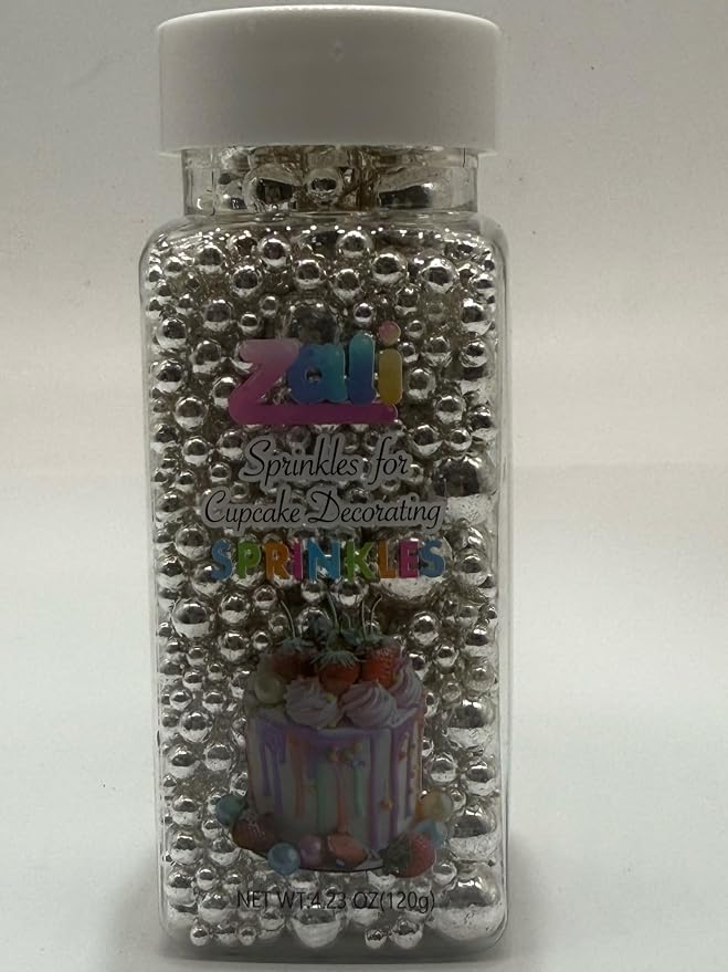Silver Pearl Sugar Sprinkles-26 Styles Mixed Size Round, Edible Candy | 26 Styles Mixed Size Round, Edible Candy, Edible Candy Pearls, For Cakes, Cupcakes, Cookies, Donuts & Ice Cream
